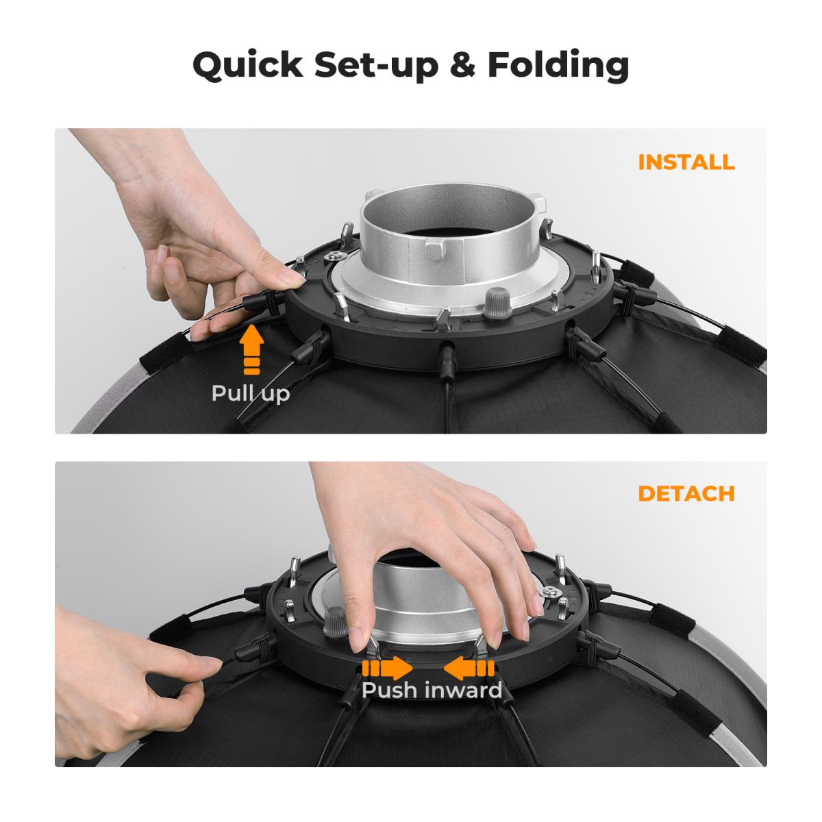 Softbox octogonal de 22 "/ 55 cm de liberação rápida Bowens Mount Softbox com difusores de luz de grade de favo de mel Bolsa de transporte para estúdio fotográfico Speedlite Flash e Monolight