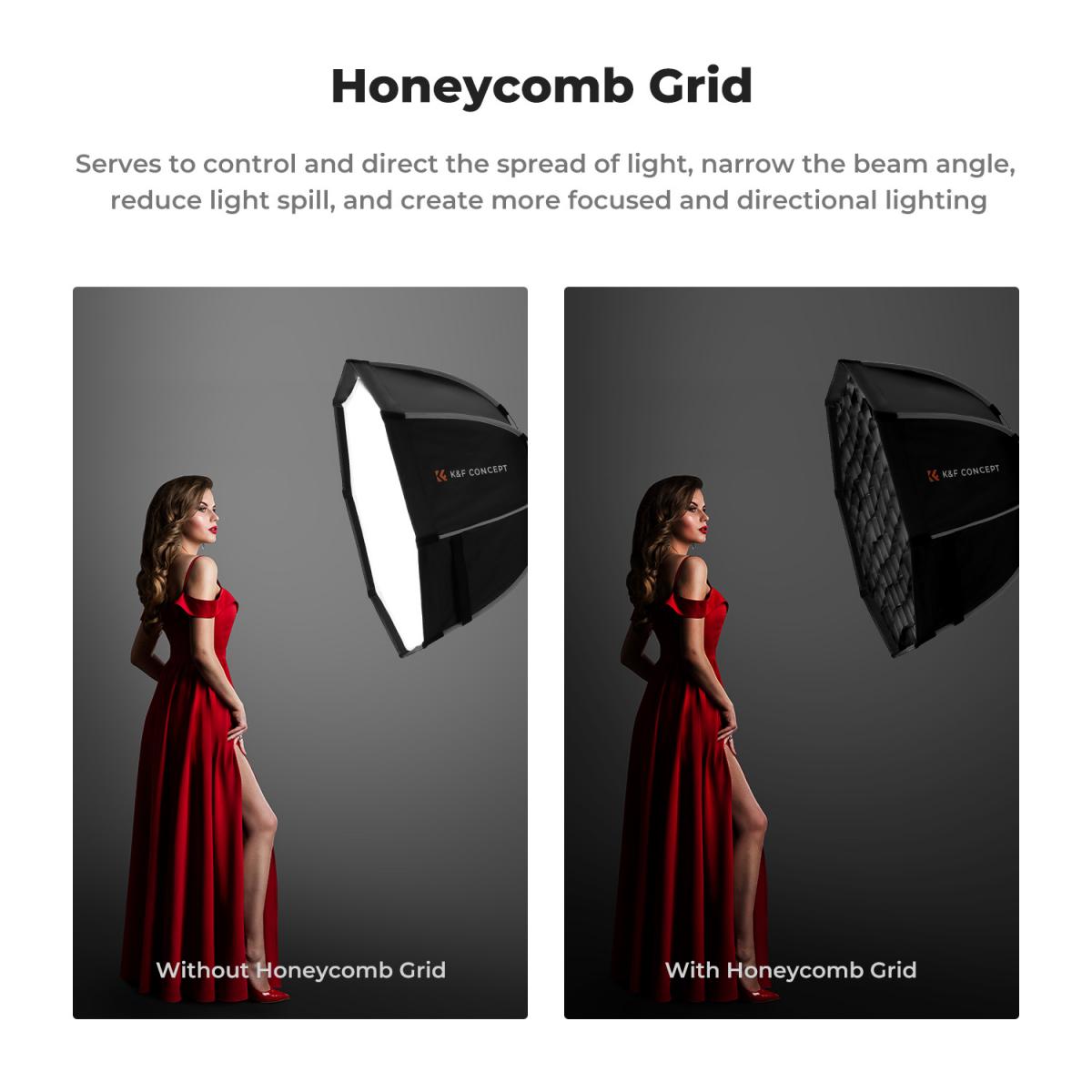 Softbox ottagonale da 26"/65 cm con supporto Bowens a sgancio rapido e diffusori di luce a griglia a nido d'ape, borsa da trasporto per flash Speedlite e monoluce da studio fotografico