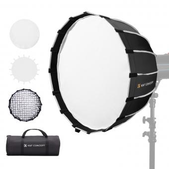 23.6"/60cm Parabol Softbox, Sechseckige Softbox mit Wabengitter +Weichen Diffusor +Tragbartasche, Softbox Parabolic Sechseck Quick Release Umbrella Bowens Mount für COB Video Light, Speedlite-Blitz und Monolight