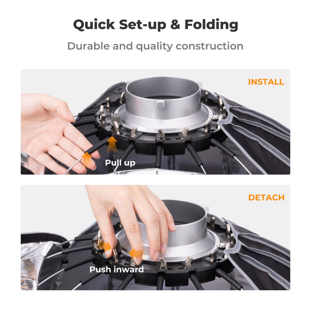 Hexadecágono parabólico Softbox de 47 "/ 120 cm compatível com montagem Bowens com difusores de luz de grade de favo de mel Bolsa de transporte para estúdio fotográfico Speedlite Flash e Monolight