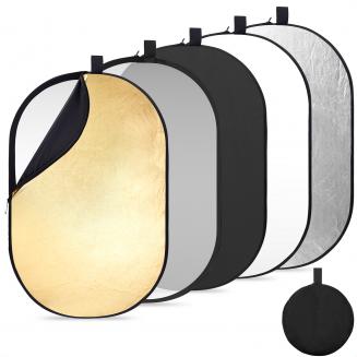 5-in-1 Foldable Reflector With Carrying Bag, Including Gold, Silver, Black, White Reflective Cloth, And Translucent Diffuser Cloth 24