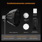 Mini softbox ottagonale con attacco Bowens K&F CONCEPT da 15,75" / 40 cm per luce COB PL-60B, include griglia a nido d'ape, diffusore e borsa portaoggetti con coulisse.