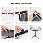 K&F CONCEPT U-formet buet reflektor 100x45cm, 4-i-1 (svart/gull/hvit/sølv) sett med 1,5m stativ for studio