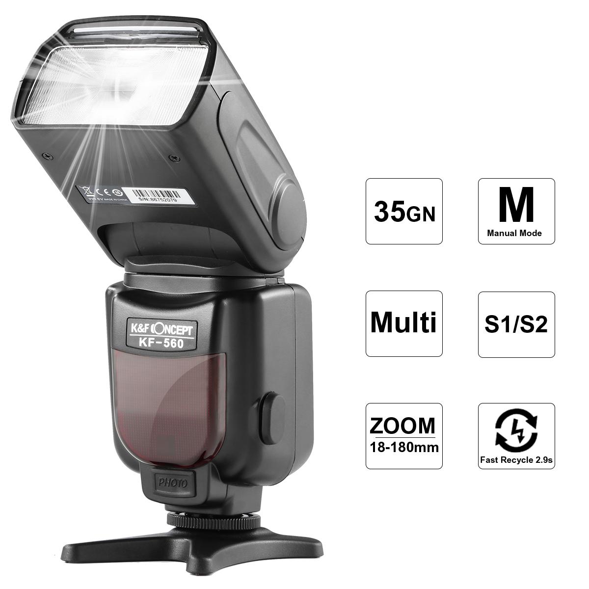 Flash SpeedFite universale KF-560 con display LCD compatibile con fotocamere Canon Nikon DSLR