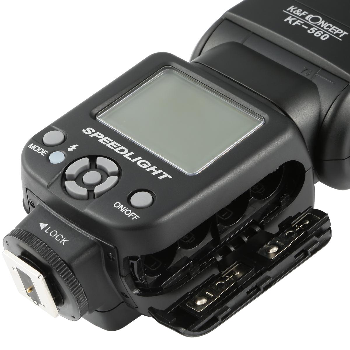 Flash SpeedFite universale KF-560 con display LCD compatibile con fotocamere Canon Nikon DSLR