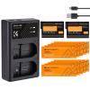 K&F CONCEPT EN-EL15 uppladdningsbart batteri 2st + laddare + 10st rengöringsdukssats; kompatibla kameror: Nikon D7000, D7100, D7200, D750, D850, D810, D800, D800E, D750, D610, D600, D500, 1 V1