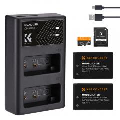K&F Concept LP-E17 Battery Charger Kit + 64GB micro SD card set, compatible with Canon EOS RP, Rebel T8i, T7i, T6i, T6s, SL2, SL3, EOS M3, M5, M6 Mark II, 77D, 200D, 750D, 760D, 800D 8000D