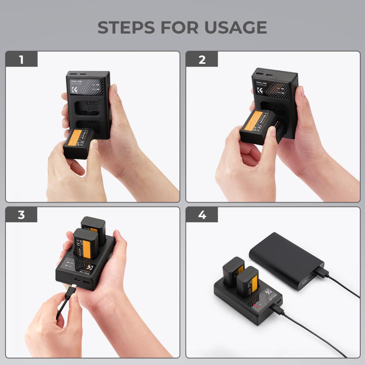 Chargeur Double Pour Batteries Insta360 X5 - Portable, USB-C, Charge Rapide Pour Appareil Photo 360