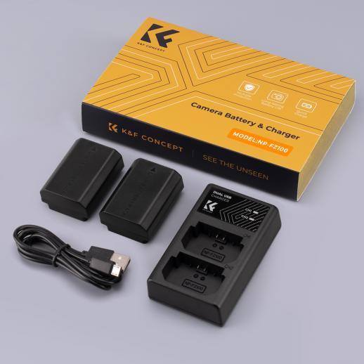 NP-FZ100 battery and dual slot battery charger kit - K&F Concept