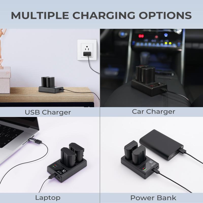 External charger: Use a separate charger compatible with the camera battery.