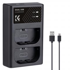 K&F Cpncept LP-E6NH Quick Dual Battery Charger With Micro USB & Type-C Port, for Canon EOS R5, EOS R6, EOS R, EOS 5D Mark IV, 5D Mark III, etc.