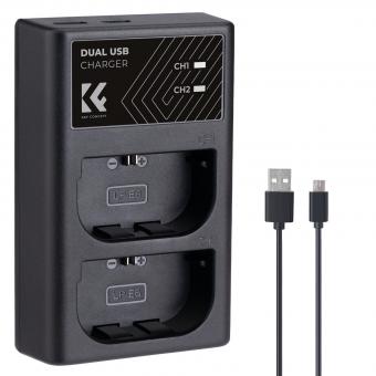 K&F CONCEPT LP-E6/LP-E6N/LP-E6NH Chargeur Rapide avec Micro USB et Double Port Type-C, Compatible avec Les Appareils Photo Numériques Canon