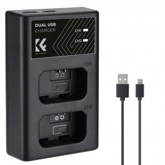 Chargeur Rapide NP-FW50 à Double Emplacement, Micro USB et Interface Double Type-C Compatible avec Batteries de Sony A6000, A6500, A6300, A6400, A7, A7II, A7RII, A7SII, A7S, A7S2, A7R, A7R2, A55, A5100, A5000, A3000, A55, RX10, NEX-3/5/7