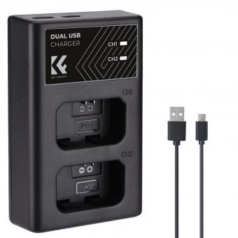 K&F CONCEPT NP-FW50 dual slot fast charger, Micro USB and Type-C dual interface compatible battery Sony A6000, A6500, A6300, A6400, A7, A7II, A7RII, A7SII, A7S, A7S2, A7R, A7R2, A55, A5100, A5000, A3000, A55,RX10, NEX-3/5/7 