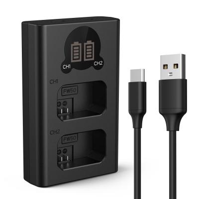 K&F Concept NP-FW50 Cargador de Batería USB y Tipo C con Pantalla LCD para Sony A7, A7II, A7RII, A7SII, A7S, A7S2, A7R, A7R2, A6000, A6500, A6300, RX10, NEX-3/5/7, ZV-E10