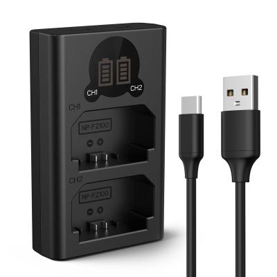 K&F Concept NP-FZ100 Cargador de Batería USB y Tipo C con Pantalla LCD para Sony Alpha ZV-E1, FX3, FX30, Alpha A7 iii, A7R III (A7R3), A7R IV, A9, A6600, Alpha A9 II