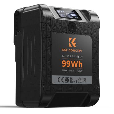 K&F Concept V-Mount Akku, 99Wh Mini V-Mount Akku, 6700mAh 14,8V Support 65W PD USB-C Schnellladegerät, mit D-TAP, USB-A, USB-C, BP, OLED Bildschirm, für Kameras und Camcorder