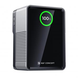 K&F Concept Mini Batterie V-Mount 6700mAh 99Wh 14,8V, Batterie V-Lock Prise en Charge de La Charge Rapide Bidirectionnelle USB-C PD 100W, avec Ports USB-C1, USB-C2, USB-A, DC-12V, BP/D-Tap