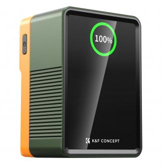 K&F Concept Mini Batterie V-Mount 6700mAh 99Wh 14,8V, Batterie V-Lock Prise en Charge de La Charge Rapide Bidirectionnelle USB-C PD 100W, avec Ports USB-C1, USB-C2, USB-A, DC-12V, BP/D-Tap