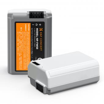 K&F Concept NP-FW50 Batterie avec Charge Rapide de Type C pour Sony ZV-E10, Alpha 7, A7, A7II, A7RII, A7SII, A7S, A7S2, A7R, A7R2, A5000, A6000, A6500, A6300, NEX-3, NEX -5(2 batteries)