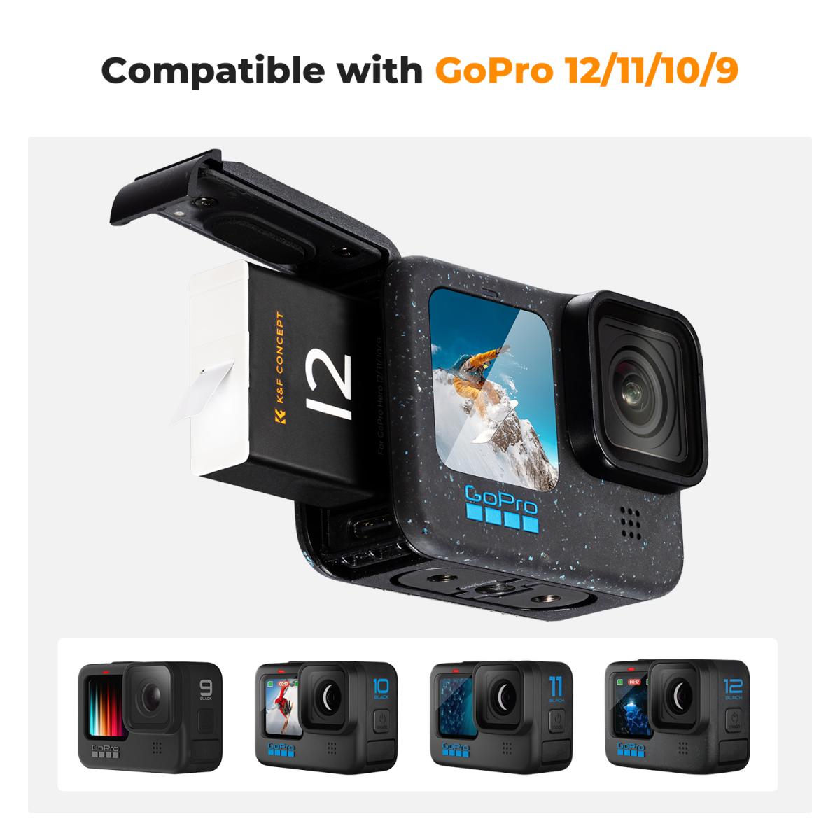 K&F Concept Hero 12 Batteria 3-Pack 1730mAh Enduro Batterie con Caricabatterie a 3 Slot Compatibile con GoPro Hero 12, GoPro Hero 11, GoPro Hero 10, GoPro Hero 9 Black Camera