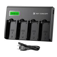 K&F Concept 4-Slots NP-F Batterie Chargeur avec Écran LCD, Euro Plug, Compatible avec Sony NP-F550 F570 F750 F770 F930 F950 F960 F970 Camcorder Li-ION Batterie