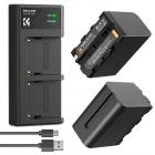 K&F Concept NP-F970 Batteries 6600mAh Kit Chargeur LED Compatible avec Sony NP-F550 F570 F750 F770 F930 F950 F960 F970 pour Lampes LED Haute Puissance/Moniteur/Caméra Slider
