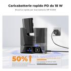 K&F Concept LP-E6NH Caricabatterie portatile doppio rapido da 18 W per Canon R7, R6, R5, R, 6D Mark II, 5D Mark IV, 5D Mark III, 5DS, 5DS R, 5D Mark II, 80D, 90D, 6D, 7D, 7D Mark II