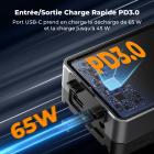 Batterie à monture V 50 Wh 3 400 mAh Mini batterie à monture V avec sortie 65 W et écran TFT, charge complète en 2 h, CC, D-Tap, USB-C, USB-A pour appareil photo, caméscope, vidéo, moniteur