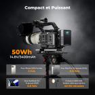 Batterie à monture V 50 Wh 3 400 mAh Mini batterie à monture V avec sortie 65 W et écran TFT, charge complète en 2 h, CC, D-Tap, USB-C, USB-A pour appareil photo, caméscope, vidéo, moniteur