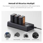 K&F Concept NP-FW50 Caricabatterie 3-Slot ZV-E10 Caricabatterie con display LCD per fotocamere Sony A6400 A6600 ZV-E10 A7 A7ii
