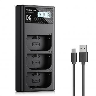 K&F CONCEPT LP-E6/LP-E6N/LP-E6NH - Caricabatteria a doppia slot per fotocamera, micro USB e porta di tipo C, per Canon EOS R5, EOS R6, EOS R, EOS 5D Mark IV, 5D Mark III, 5DS, 5DS R, 5D Mark II, 6D