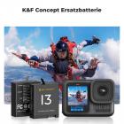K&F Concept Hero 13 Kamera Akku 1250mAh, Dreifach-Power, Dreifach-Slot mit Organizer Typ LED-Ladegerät-Kit kompatibel GoPro Hero 13 Black
