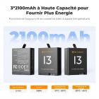 Batterie K&F Concept Hero 13, pack de 3 batteries Enduro Hero 13 et chargeur rapide amélioré, compatible avec la caméra GoPro Hero 13 Black