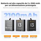 Batteria K&F Concept Hero 13, confezione da 3 batterie Enduro Hero 13 e caricabatterie rapido aggiornato compatibile con la videocamera GoPro Hero 13 nera