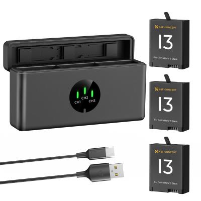 K&F Concept GoPro Hero 13 Batería de Cámara 2100mAh – Pack de 3 con Cargador para GoPro Hero 13 Black Cámara