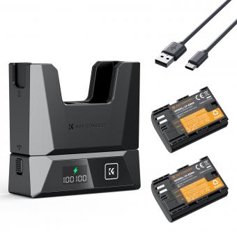 K&F Concept 2-Pack 2600mAh LP-E6NH Battery and 18W Charger Compatible with Canon EOS R7, R5, R6, R, 5D Mark II/III/IV, 6D, 6D Mark II, 7D, 7D Mark II, 90D, 60D, 70D, 80D Cameras