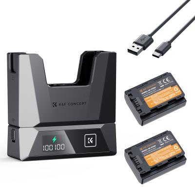 K&F Concept NP-FZ100 2600mAh Dual-Akku mit Modularem Schnellladegerät, Zwei Akkus mit Ladegerät-Kit für Sony Alpha A7 III A9 A7 IV、A7R III/A7R3 A7R IV、A7R V、A7C、A7S III/A7S3 A6600