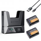 Sony NP-FZ100 18W modulær hurtiglader og batterisett, 2600mAh batteri med stor kapasitet for Sony A7iii, A7R V, IV, Alpha A7C, A6700, ILCE-1M2, A7R3, ZV-E1, FX3, FX30