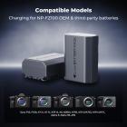Sony NP-FZ100 18W modulær hurtiglader og batterisett, 2600mAh batteri med stor kapasitet for Sony A7iii, A7R V, IV, Alpha A7C, A6700, ILCE-1M2, A7R3, ZV-E1, FX3, FX30