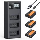 K&F Concept LP-E10, confezione da 3 batterie e caricabatteria LCD aggiornato per Canon Rebel T7, EOS Rebel T7 T6 T5 T100, Kiss X50 X70 X80 X90, EOS 1100D 1200D 1300D 1500D 2000D.
