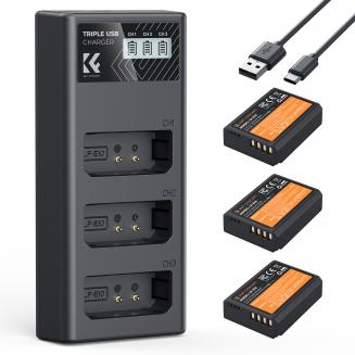 K&F Concept LP-E10, confezione da 3 batterie e caricabatteria LCD aggiornato per Canon Rebel T7, EOS Rebel T7 T6 T5 T100, Kiss X50 X70 X80 X90, EOS 1100D 1200D 1300D 1500D 2000D.