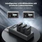 K&F Concept Canon LP-E12 Kamera-Akku 1100mAh, Dreifach-Power, Dreifach-Slot LCD-Ladegerät-Kit, Kompatibel mit Canon EOS M, M2, M10, M50, M50 Mark II, M1 M100, M200, PowerShot SX70 HS, Rebel SL1