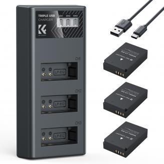 K&F Concept Batteria LP-E12 (confezione da 3) e caricabatteria LCD aggiornato per EOS M50 per fotocamere Canon M50, M50 Mark II, M, M2, M10, M100, M200, Rebel S1, PowerShot SX70 HS