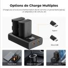 Batterie K&F Concept LP-E6P 2400 mAh (lot de 2) et chargeur USB double emplacement, compatible avec les appareils photo EOS R5 Mark II, R5, R62, R6 et R7