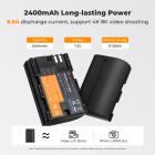 K&F Concept 2400mAh LP-E6P 2-pakning batteri og dobbel USB-lader kompatibel med EOS R5 Mark II, R5, R62, R6, R7