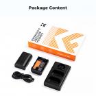 K&F Concept 2400mAh LP-E6P 2-pakning batteri og dobbel USB-lader kompatibel med EOS R5 Mark II, R5, R62, R6, R7