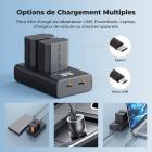 Batterie et chargeur K&F Concept 2600 mAh NP-FZ100, compatible avec les appareils photo A7iii, A7 III, A7iv, FX3, FX30, A6600, A7C, A6700, A7RIV, A7Siii, ZV-E1, ZV-E10ii, Alpha 9 II et A9S