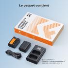 Batterie et chargeur K&F Concept 2600 mAh NP-FZ100, compatible avec les appareils photo A7iii, A7 III, A7iv, FX3, FX30, A6600, A7C, A6700, A7RIV, A7Siii, ZV-E1, ZV-E10ii, Alpha 9 II et A9S