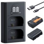 K&F Concept LP-E6NH (2 pezzi) 2600mAh e caricatore LCD a 2 slot, Aggiornamento, Compatibile con Canon EOS R5, R6, EOS R, 5D Mark IV, 5D Mark III, 5DS, 5DS R, 5D Mark II, 6D, 6D Mark II, 7D, 7D Mark II